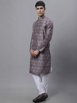 Men's Maroon Digital Printed Kurta Pyjama Set