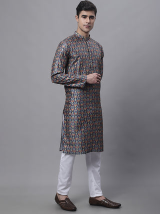 Men's Navy Digital Printed Kurta Pyjama Set