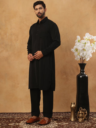 Men's Solid Pathani Kurta with Salwar