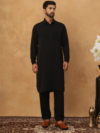 Men's Solid Pathani Kurta with Salwar