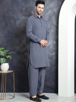 Men's Solid Pathani Kurta with Salwar