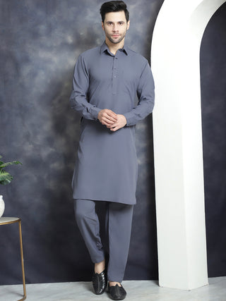 Men's Solid Pathani Kurta with Salwar