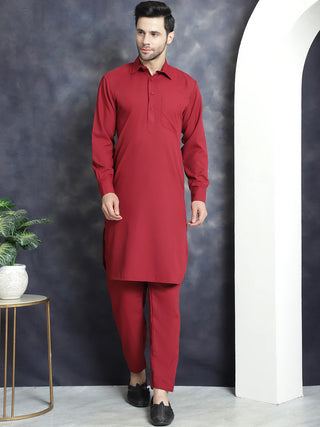 Men's Solid Pathani Kurta with Salwar