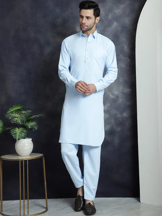 Men's Solid Pathani Kurta with Salwar