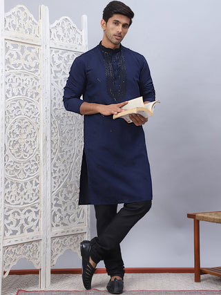 Men's Sequins Embroidered Kurta Pyjama Set