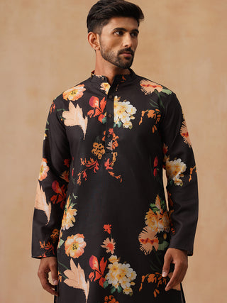 Men's Floral Printed Pure Cotton Straight Kurta Pyjama Set