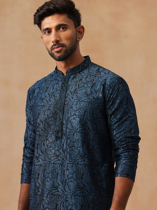 Embroidered & Sequins Straight Kurta with Pyjamas