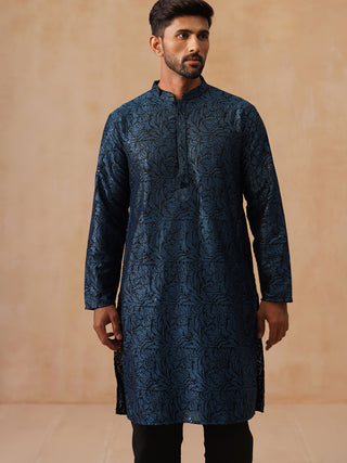 Embroidered & Sequins Straight Kurta with Pyjamas