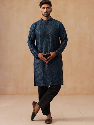 Embroidered & Sequins Straight Kurta with Pyjamas