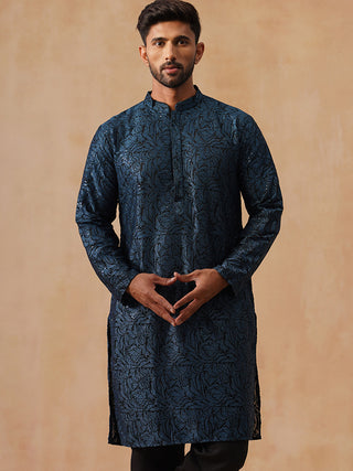 Embroidered & Sequins Straight Kurta