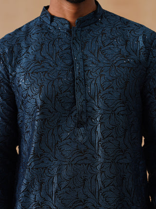 Embroidered & Sequins Straight Kurta with Pyjamas