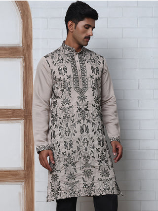 Embroidered & Sequins Kurta Set For Men