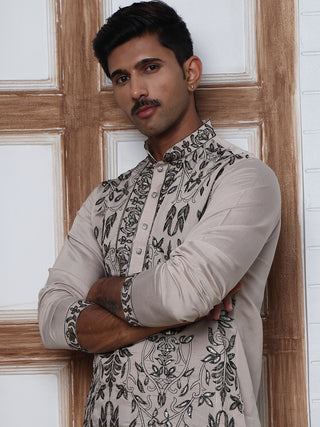 Embroidered & Sequins Kurta Set For Men