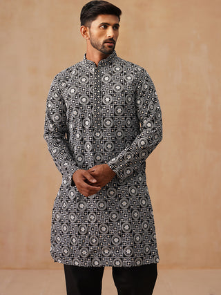 Classic Geometric Embroidered Kurta Pyjama