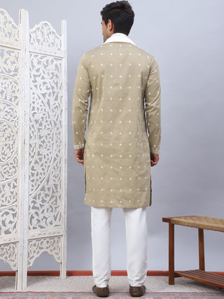 Men's Sequins Embroidered Kurta Pyjama With Dupatta