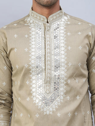 Men's Sequins Embroidered Kurta Pyjama With Dupatta