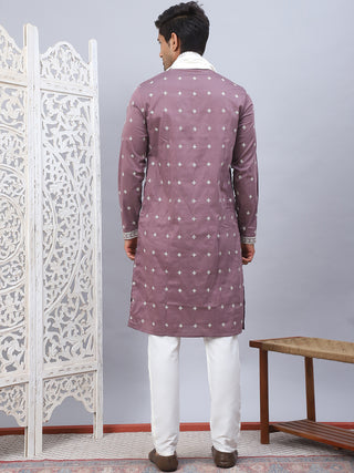 Men's Sequins Embroidered Kurta Pyjama With Dupatta