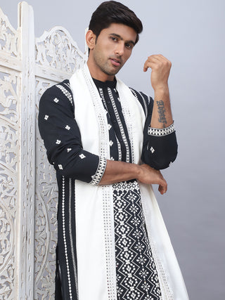 Embroidered & Sequin Cotton Blend Kurta Pyjama With Dupatta Sets