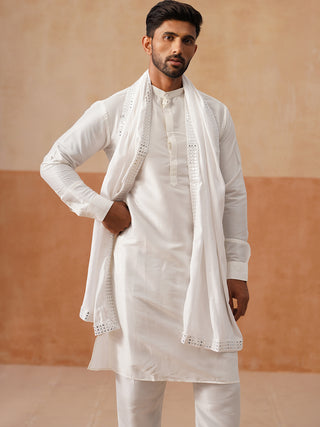 Men's Festive Kurta Pyjama with Embroidered Dupatta