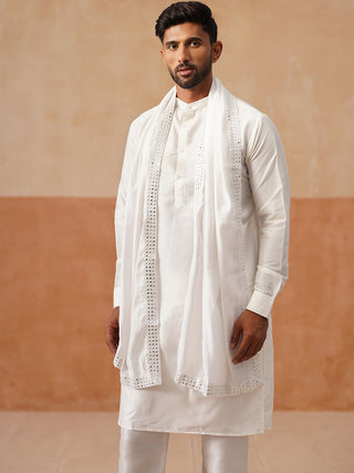 Men's Festive Kurta Pyjama with Embroidered Dupatta