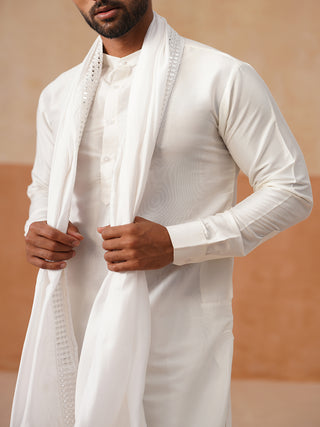 Men's Festive Kurta Pyjama with Embroidered Dupatta
