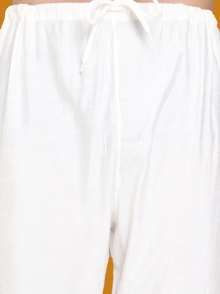 Embroidered Silk Blend Kurta Pyjama and Dupatta Set for Men