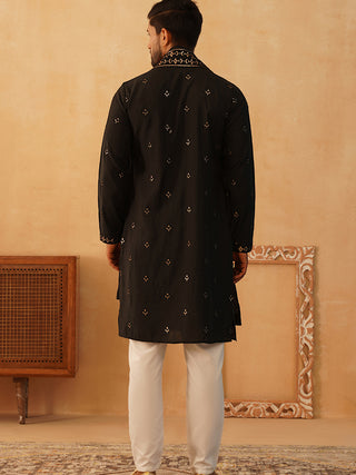 Embroidered & Sequin Kurta Pyjama With Dupatta