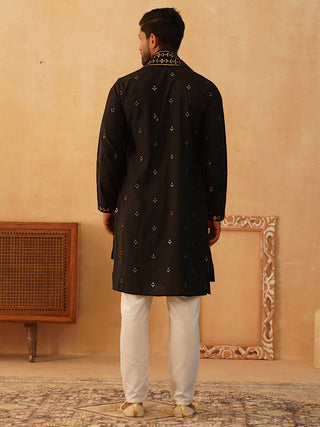 Embroidered Kurta with Dupatta Set for Men