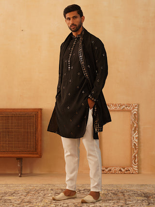 Embroidered Kurta with Dupatta Set for Men
