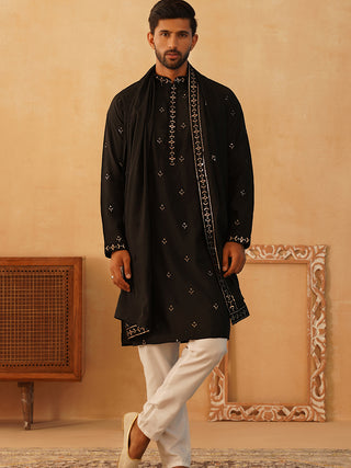 Embroidered & Sequin Kurta Pyjama With Dupatta