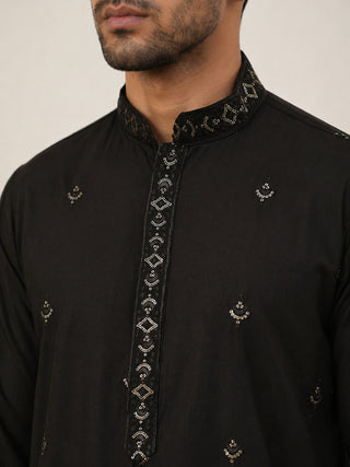Silk Blend Embroidered Kurta Pyjama with Dupatta