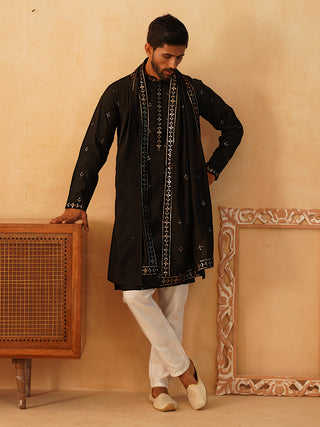 Embroidered Kurta with Dupatta Set for Men