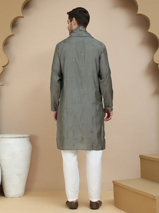 Embroidered & Sequin Kurta With Dupatta