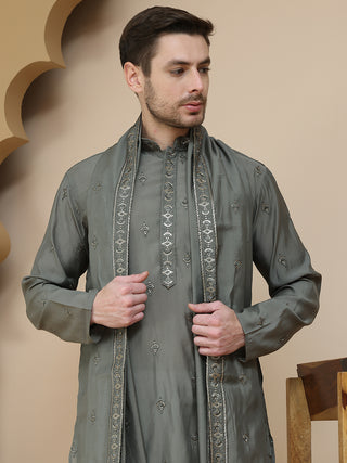 Embroidered & Sequin Kurta With Dupatta