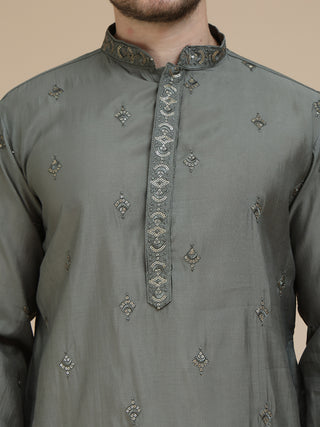 Embroidered & Sequin Kurta With Dupatta