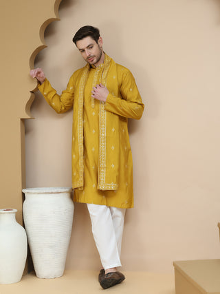Embroidered & Sequin Kurta With Dupatta