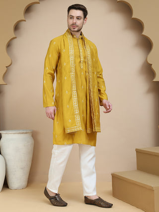 Embroidered & Sequin Kurta With Dupatta