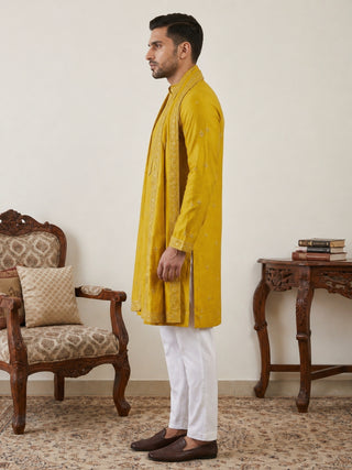 Silk Blend Embroidered Kurta Pyjama with Dupatta