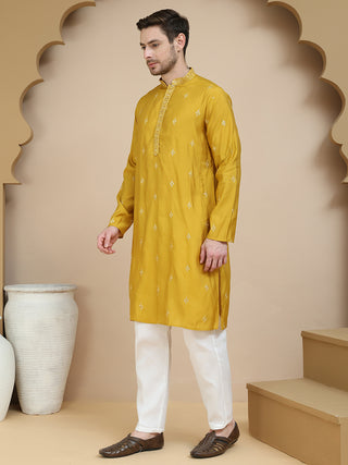 Embroidered & Sequin Kurta With Dupatta