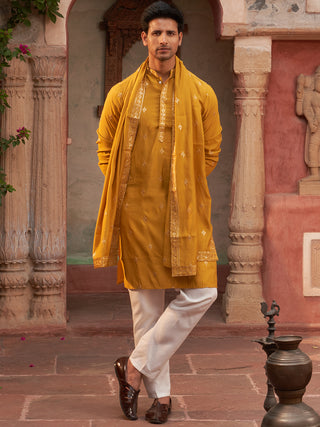 Embroidered & Sequin Kurta Pyjama With Dupatta