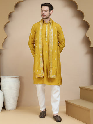 Embroidered & Sequin Kurta With Dupatta