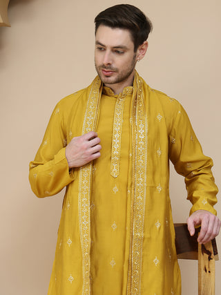 Embroidered & Sequin Kurta With Dupatta