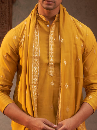 Embroidered & Sequin Kurta Pyjama With Dupatta