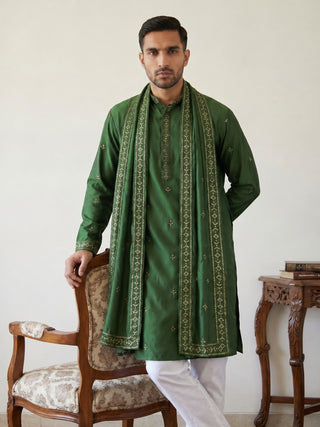 Silk Blend Embroidered Kurta Pyjama with Dupatta