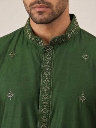 Silk Blend Embroidered Kurta Pyjama with Dupatta
