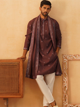 Embroidered & Sequin Kurta Pyjama With Dupatta