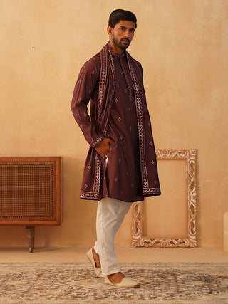 Embroidered & Sequin Kurta Pyjama With Dupatta