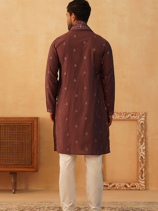 Embroidered Kurta with Dupatta Set for Men