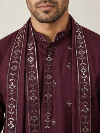 Silk Blend Embroidered Kurta Pyjama with Dupatta