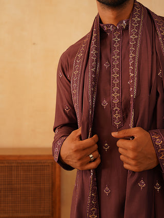 Embroidered & Sequin Kurta Pyjama With Dupatta